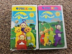 2 PBS Kids VHS  Here Come The Teletubbies & Dance With The Teletubbies Clamshell