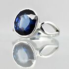 7 Cts Natural Blue Sapphire Oval Cut Solid 925 Sterling Silver Beautiful Ring