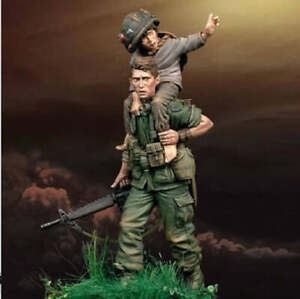 1/24 75mm Resin Model Kit Vietnam War US Army and Boy Unpainted