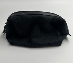 New ListingGucci Pouch Cosmetic Bag GG Canvas Black Authentic