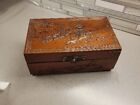 Vintage Wooden Jewelry Box Asian Hand Carved Footed Green Interior