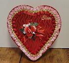 Vintage Red Valentine Heart Chocolate Candy Box Ruffle & Lace Elmer's
