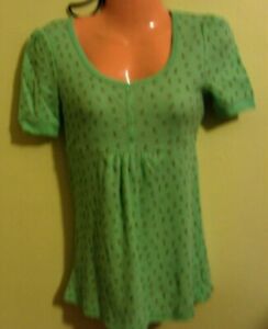 Babydoll Waffle Weave Short Sleeve Top 100% Cotton ~ Size M (Juniors) Green