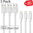 3 Pack 10FT Heavy Duty Fast Charging Cable Cord Charger For iPhone 14 13 12 11
