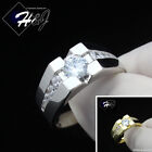 MEN 925 STERLING SILVER ICY BLING CZ 3D GOLD PLATED/SILVER RING SIZE 7-12*R202