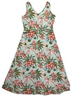 Talbots Dress Women M Maxi Jersey Knit Tropical Floral Parrot Cherry Beach