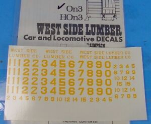 O SCALE On3/On30 WEST SIDE LUMBER LOCOMOTIVE YELLOW DECALS WISEMAN/SIMPSON RS325