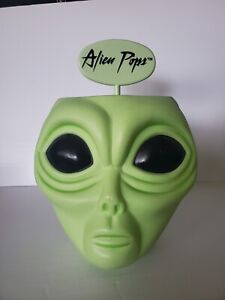 New ListingVintage ALIEN POPS Lollipop Green Plastic Candy Bowl Display Head Halloween 90s