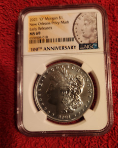 2021 o privy mark .999 silver Morgan dollar NGC MS 69 Early Releases
