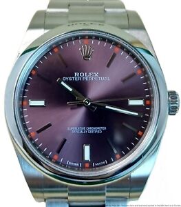 Scarce Rolex OP 114300 Red Purple Grape Dial Mens Wrist Watch W/ Box Papers