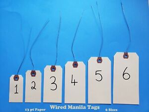 Wire Strung Manila Tags Inventory Hang Label Shipping Sizes # 1 2 3 4 5 6 Wired
