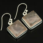 Natural Rose Quartz Genuine 925 Sterling Silver Earrings Jewelry C472