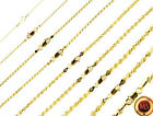 14k Gold Plated 925 Sterling Silver Diamond-Cut ROPE Chain Necklace Bracelet