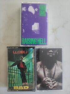 LL Cool J and Run DMC lot of 3 Cassette Tapes 80's Hip Hop Rap Vintage