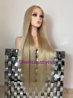 Ash Sandy Blonde  Wig Straight Middle Part With  Baby Hair Extra Long 32 Inch