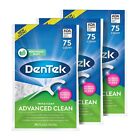 DenTek Triple Clean Advanced Clean Floss Picks, No Break/Shred 75 Count, 3 Pack