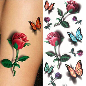 Flowers Butterfly Temporary Tattoos Waterproof Body Art Concealer Tattoo Sticker