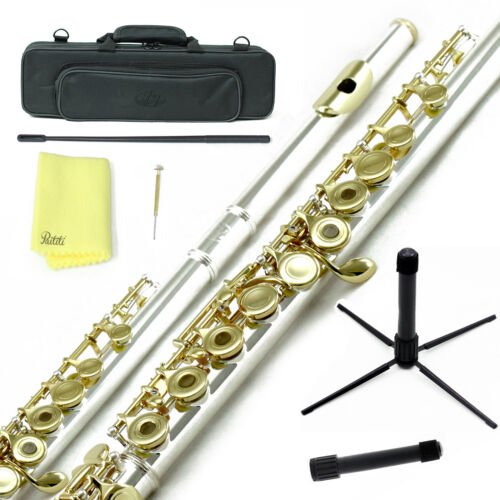 Sky Gold Silver Open Hole C Flute w Case, Stand, Cleaning Rod, Cloth and More