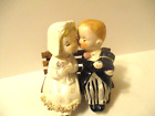 Vintage Kissing Bride and Groom on Bench Salt and Pepper Shakers