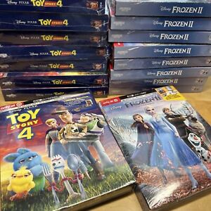 LOT (2) Disney Toy Story 4 + Frozen 2 II 4K Blu-ray Digital Code DC Target Book