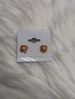 21k Solid Yellow Gold Square Leaf Stud Earrings Lightweight 7mm NEW Pawnable