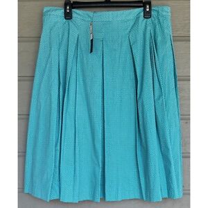 Talbots Womens Polka Dot Pleated Midi Skirt Blue Size 14 Zip Closure NWT
