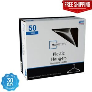 Mainstays Clothing Hangers, 50 Pack, White, Durable Plastic