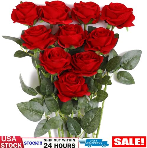 20× Artificial Silk Roses Flowers Realistic Bouquet Home Romantic Girl Gift USA