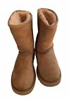 Uggs Classic Short Sheepskin Chestnut Suede Boots Womens US Size 7 Flaws