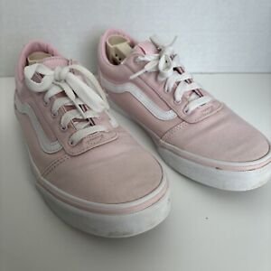 VANS Girls Shoes Missy Soft Pink White Low Top Lace Up Sneakers Size 6Y