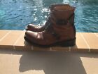 GIANNI BARBATO BROWN DISTRESSED LEATHER LACE UP BOOTS Sz 40M MADE IN ITALY