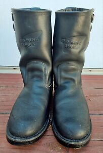 968 RED WING 9.5 E2 BLACK ENGINEER / MOTORCYCLE BOOTS, LEATHER