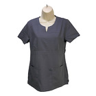 Urbane Ultimate Womens Scrub Top Small Gray Stretch Pockets Uniform Short Sleeve