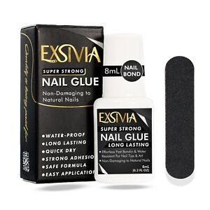 EXSIVIA Super Strong Nail Glue for Acrylic, Press-On, Fake Nails & Gel nails