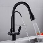 3 Way RO Filter Water Faucet Kitchen Sink Pull Out Dual Shower Mixer Tap Black