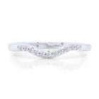 Curved Wedding Band Ring Simulated Diamond 14K White Gold Plated Sterling