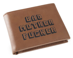 Brown Embroidered Bad Mother Fu**er Leather Wallet As Seen in Pulp Fiction