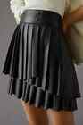 NWT Anthropologie Maeve Faux Leather Pleated Mini Skirt Black Size 4 New