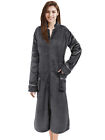 Women Zipper Robe Housecoat Fleece Lounger Front Zip Up Robe Full Length Ladies