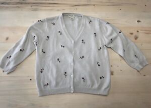 Vintage Grandma Eddie Bauer Rose Embroidered Cardigan Sweater SIZE X- LARGE