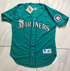 NWT! Vtg 90s SEATTLE MARINERS TEAL AUTH. RUSSELL ATHLETIC Jersey Sz 44 Polyester