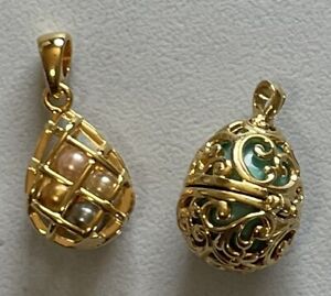 2 GP Joan Rivers Faberge Egg Inspired Cage Pendants Includes 1 Egg Insert