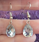 _Rhinestone Faceted Teardrop Drop/Dangle Earrings - 1 Pair - Very Pretty Unique!