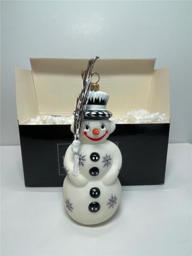 INO SCHALLER Blown Glass Ornament - JOY TO THE WORLD BLACK FOREST SNOWMAN 6.5
