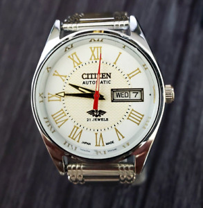 Very Rare Vintage Citizen 1970s Day Date Automatic Roman Dial Cleaned & Serviced