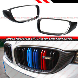 FOR 2015-2018 BMW F80 M3 F82 F83 M4 CARBON FIBER KIDNEY GRILL INSERT TRIM COVER (For: 2018 BMW)