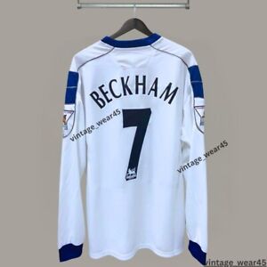 David Beckham 7 Manchester United 2000-2001 Long Sleeve Soccer white Jersey M