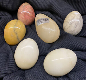 Vintage Onyx Solid Easter Eggs Carved Lot of 6 Easter Decor Decorative Natural