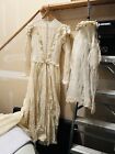 Antique Teens 1920s Brussels Net Lace Dress & Veil Wedding Bridal Maxi Vintage