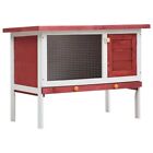 vidaXL Outdoor Rabbit Hutch 1 Layer - Spacious Red Wood Hutch for Rabbits